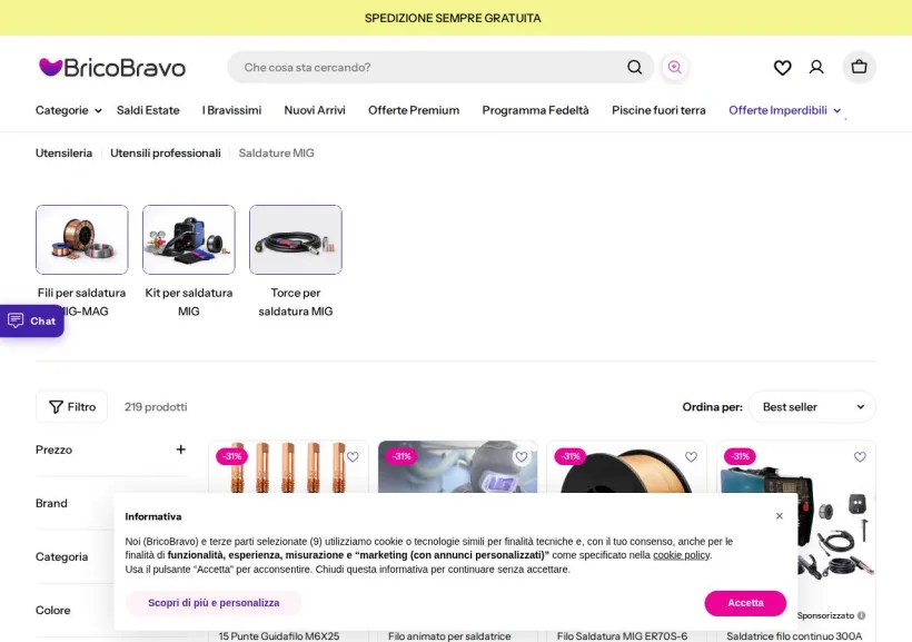 Schermata della pagina offerta di BricoBravo