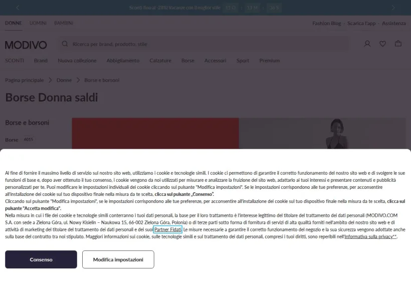 Schermata della pagina offerta di Modivo