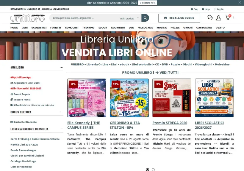 Schermata della pagina offerta di Unilibro