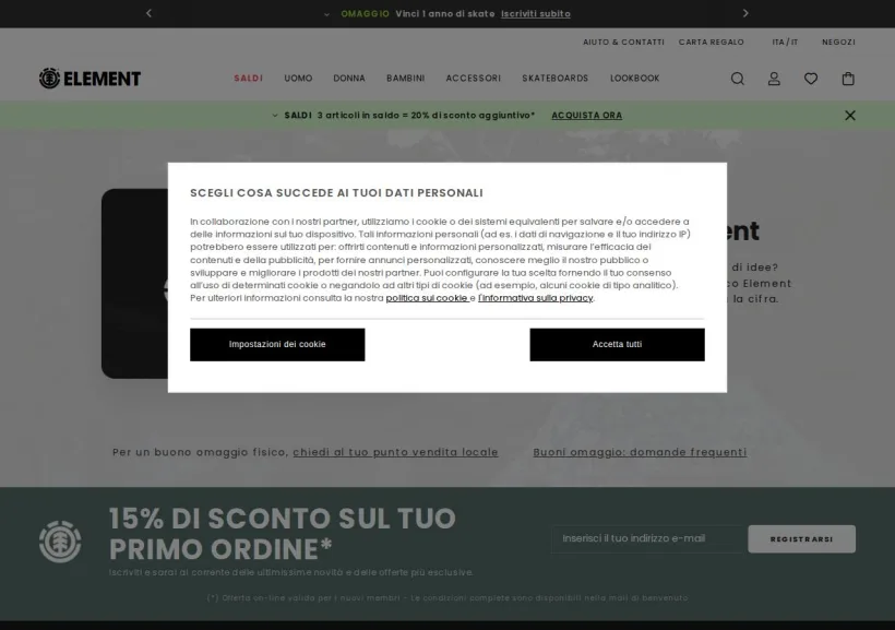 Schermata della pagina offerta di Element