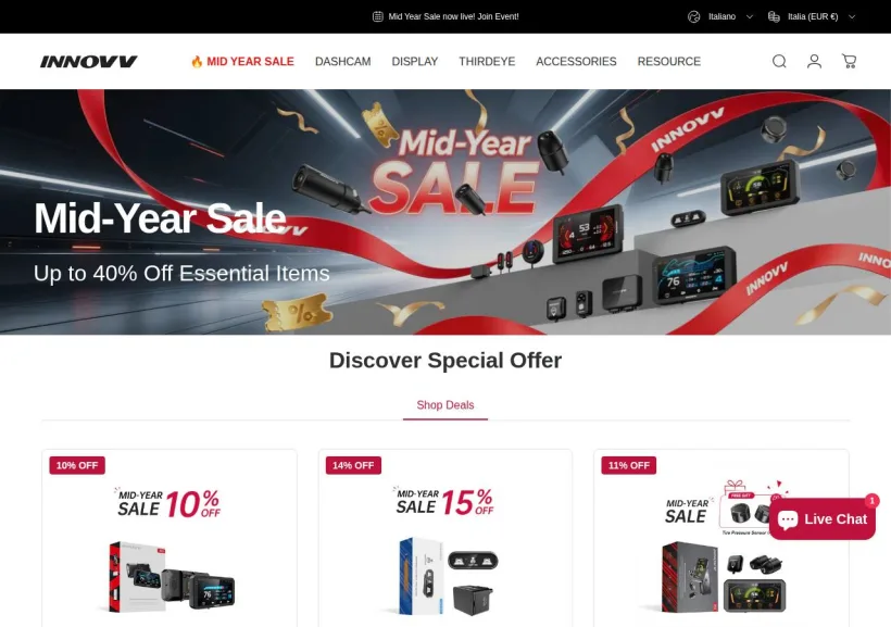 Schermata della pagina offerta di INNOVV