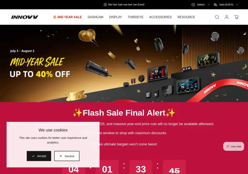 Schermata della pagina offerta di INNOVV