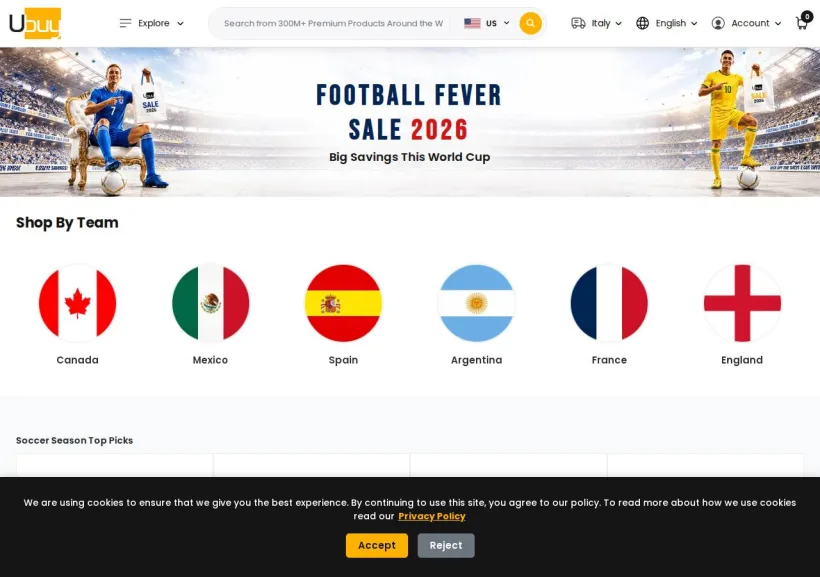 Schermata della pagina offerta di Ubuy