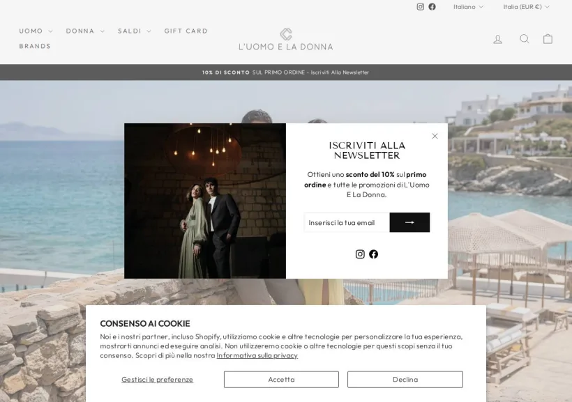 Schermata della pagina offerta di L'Uomo e La Donna