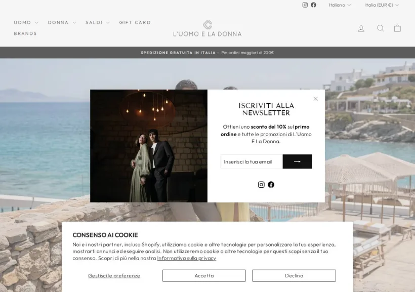 Schermata della pagina offerta di L'Uomo e La Donna