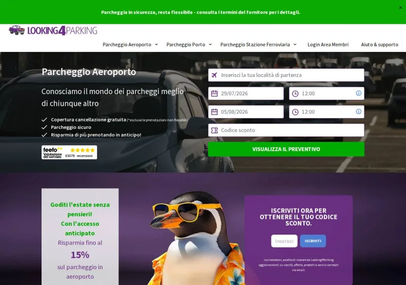 Schermata della pagina offerta di Looking4Parking