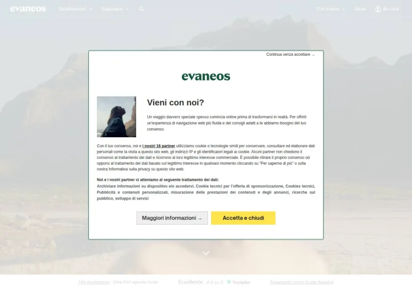 Schermata della pagina offerta di Evaneos