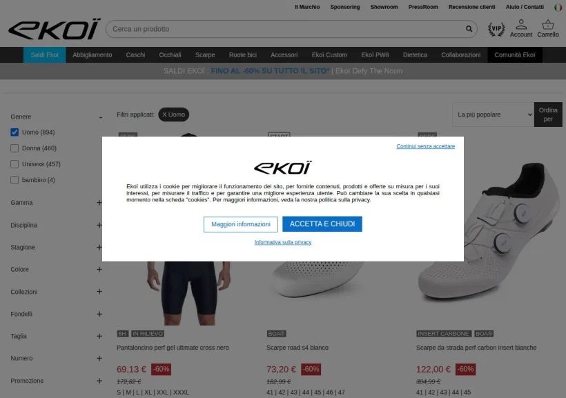 Schermata della pagina offerta di Ekoi