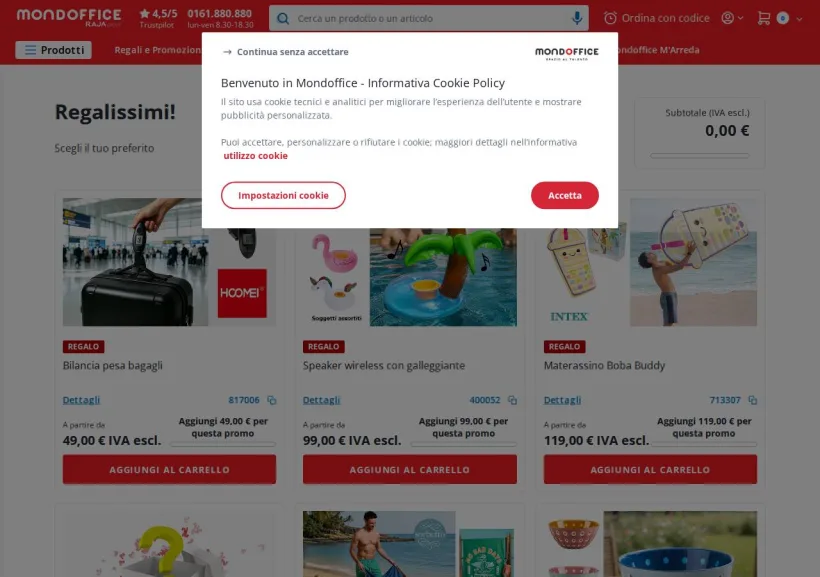 Schermata della pagina offerta di Mondoffice