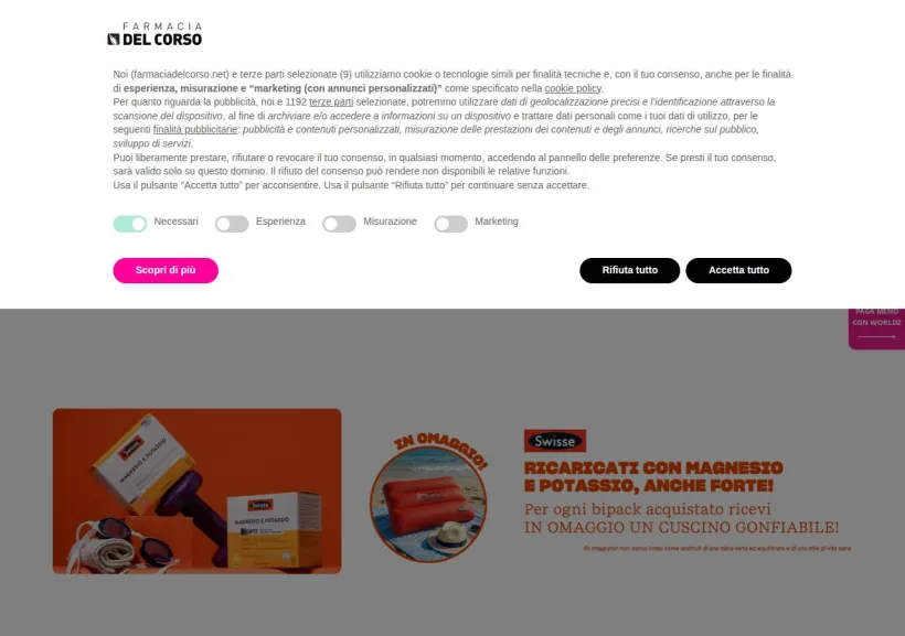 Schermata della pagina offerta di Farmacia del Corso