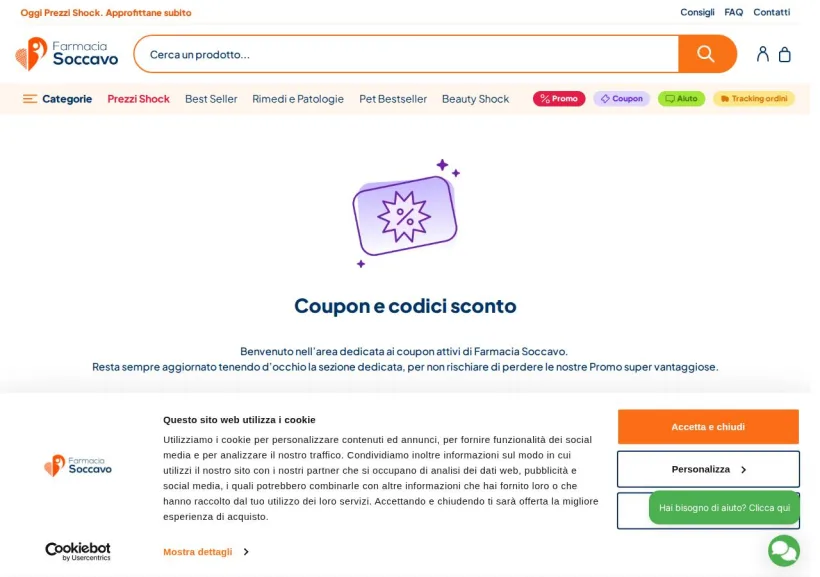 Schermata della pagina offerta di Farmacia Soccavo