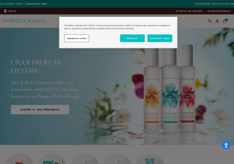 Schermata della pagina offerta di Moroccanoil