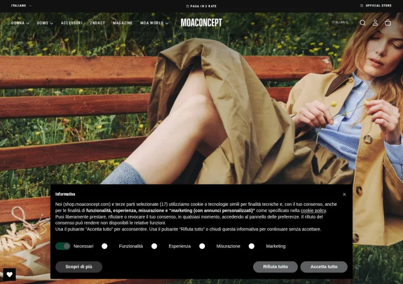 Schermata della pagina offerta di MOACONCEPT