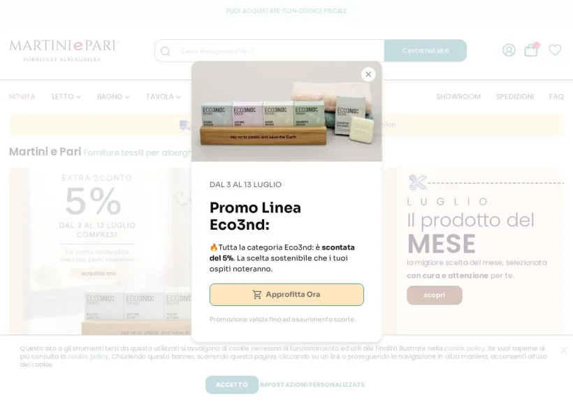 Schermata della pagina offerta di Martini e Pari