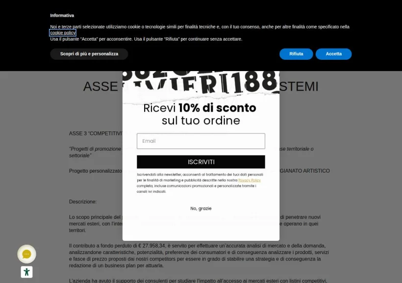 Schermata della pagina offerta di Olivieri 1882