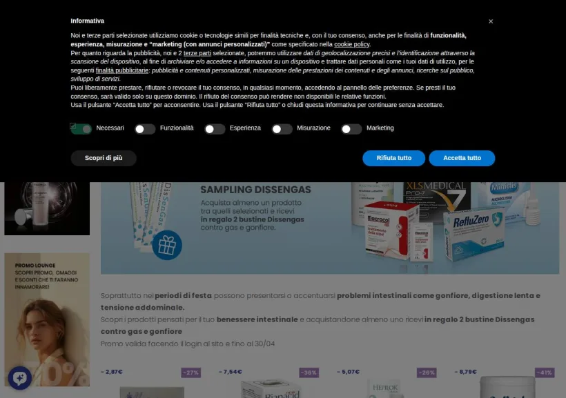 Schermata della pagina offerta di Farmacia Reale
