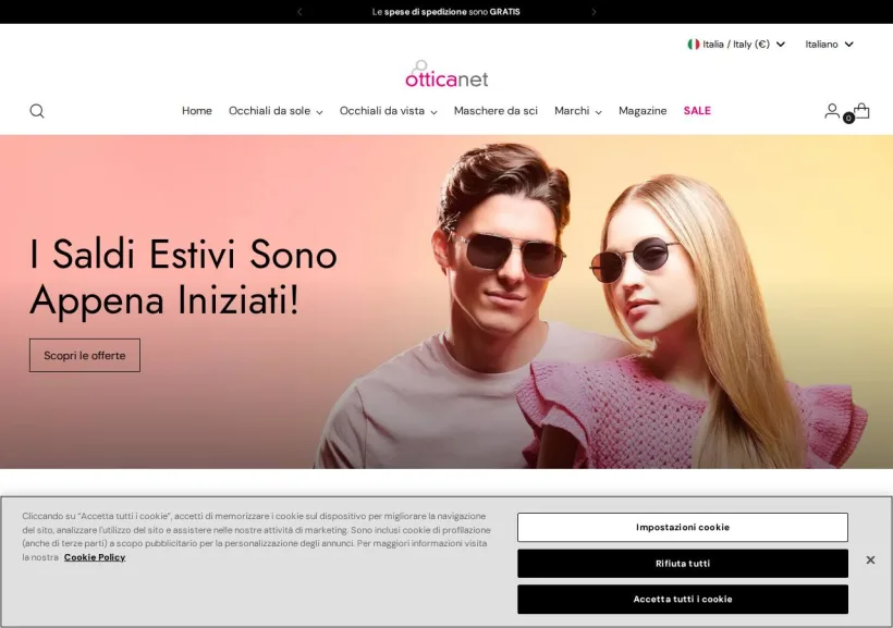 Schermata della pagina offerta di Otticanet