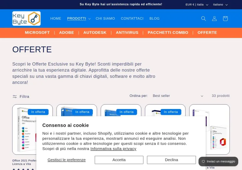 Schermata della pagina offerta di Key Byte