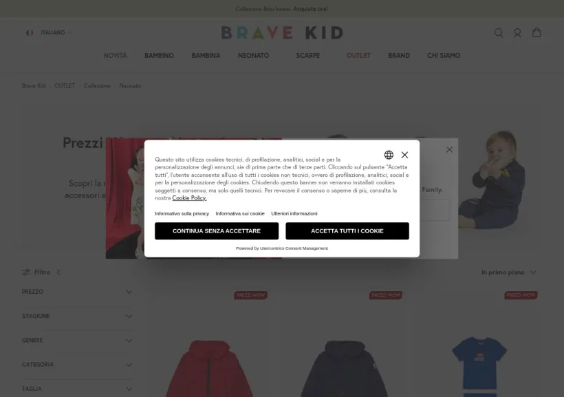 Schermata della pagina offerta di Bravekid