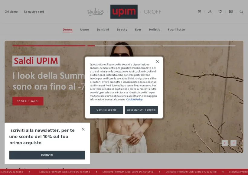 Schermata della pagina offerta di Upim
