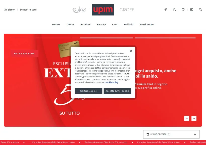 Schermata della pagina offerta di Upim
