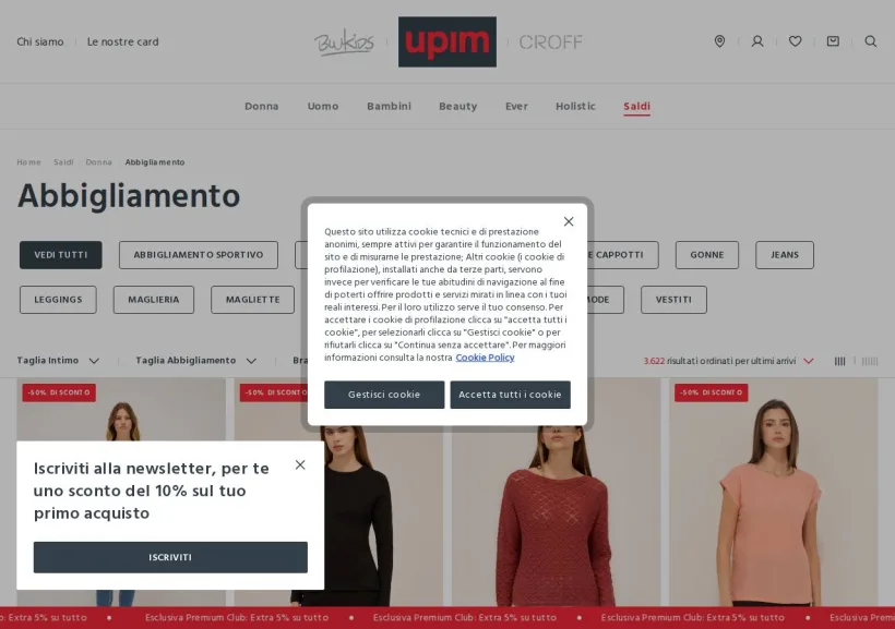 Schermata della pagina offerta di Upim