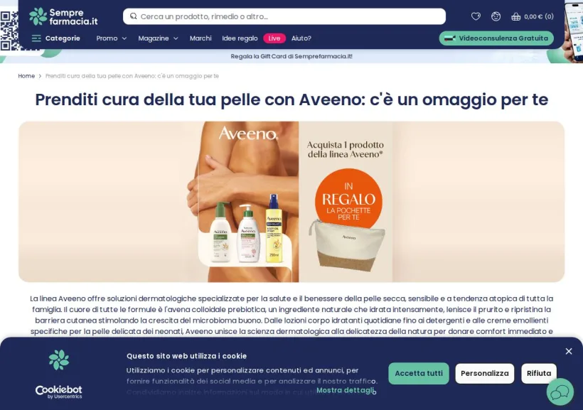 Schermata della pagina offerta di Semprefarmacia