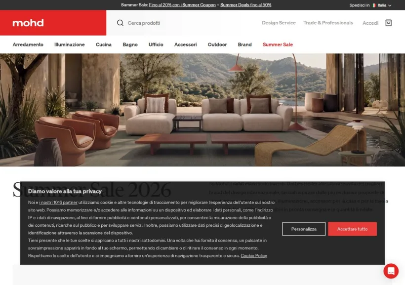 Schermata della pagina offerta di MOHD