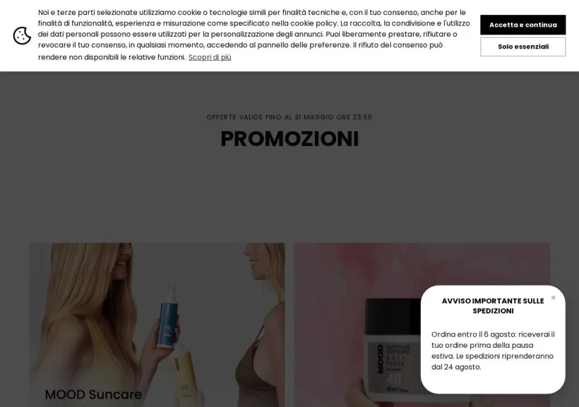 Schermata della pagina offerta di Mood