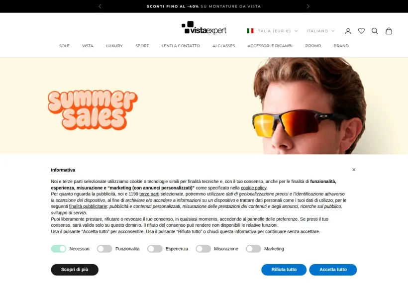Schermata della pagina offerta di Vista Expert