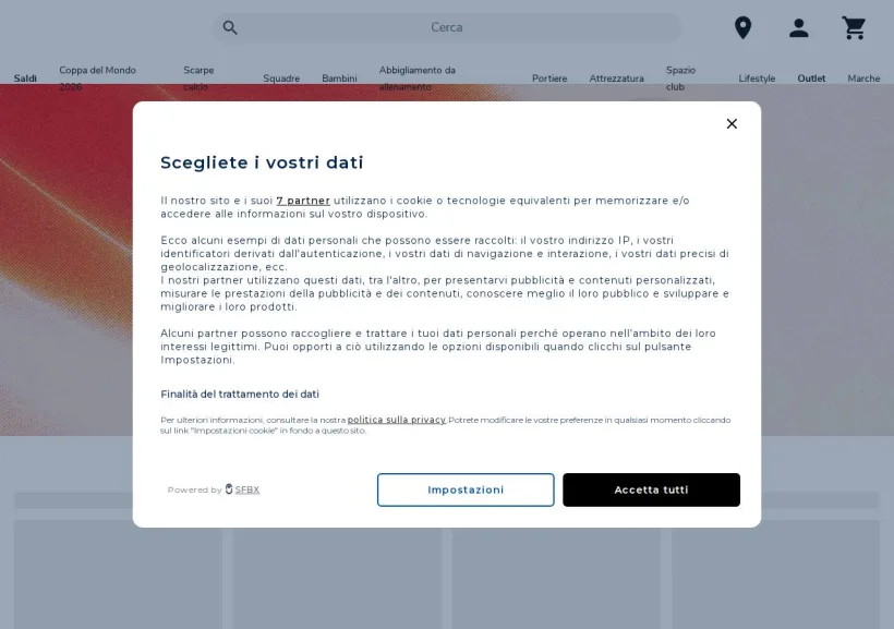 Schermata della pagina offerta di Foot-Store