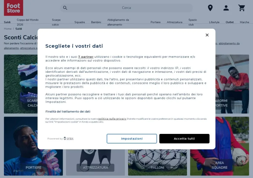 Schermata della pagina offerta di Foot-Store