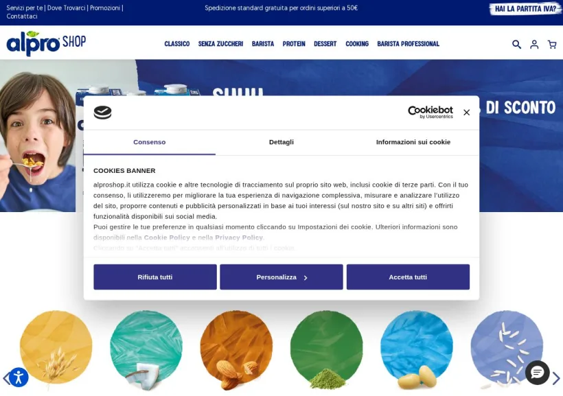 Schermata della pagina offerta di Alpro