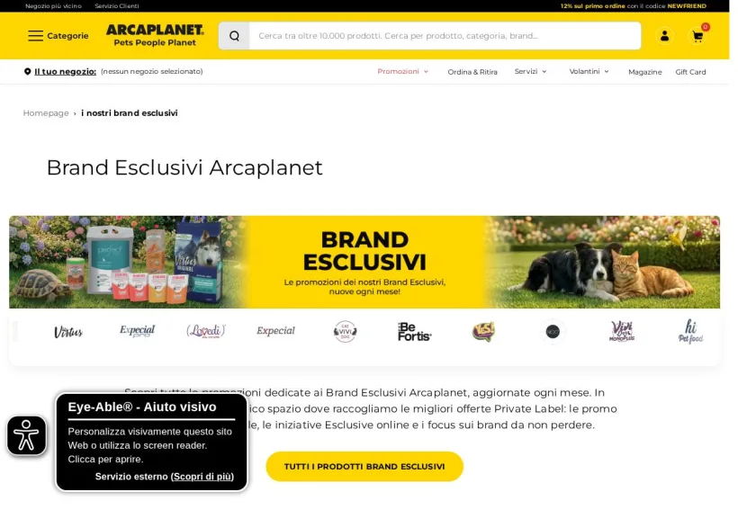 Schermata della pagina offerta di Arcaplanet