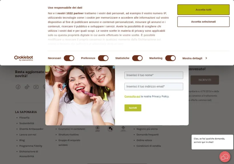 Schermata della pagina offerta di La Saponaria