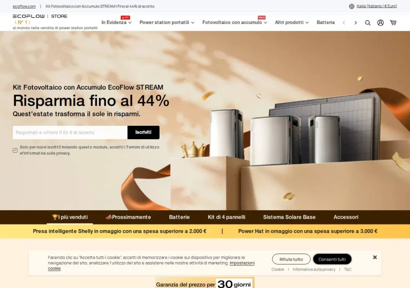 Schermata della pagina offerta di EcoFlow Italia