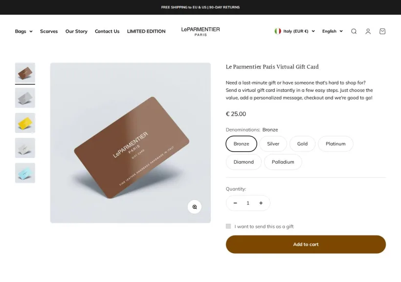 Schermata della pagina offerta di LePARMENTIER Paris