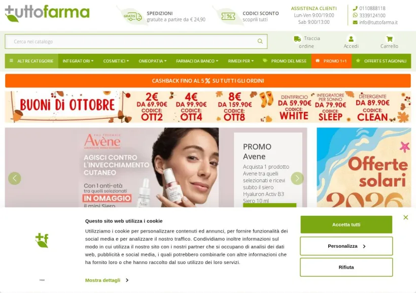 Schermata della pagina offerta di Tuttofarma