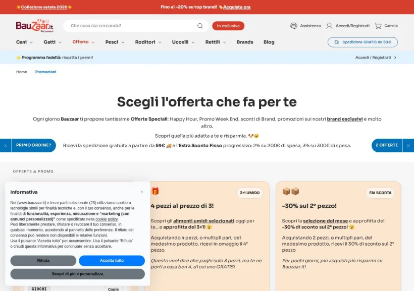 Schermata della pagina offerta di Bauzaar