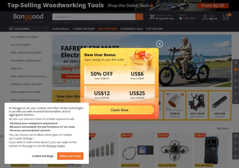 Schermata della pagina offerta di Banggood