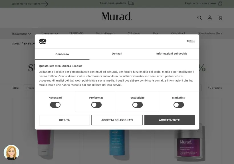 Schermata della pagina offerta di Murad