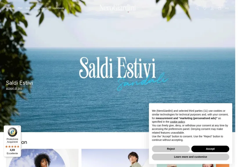 Schermata della pagina offerta di NeroGiardini