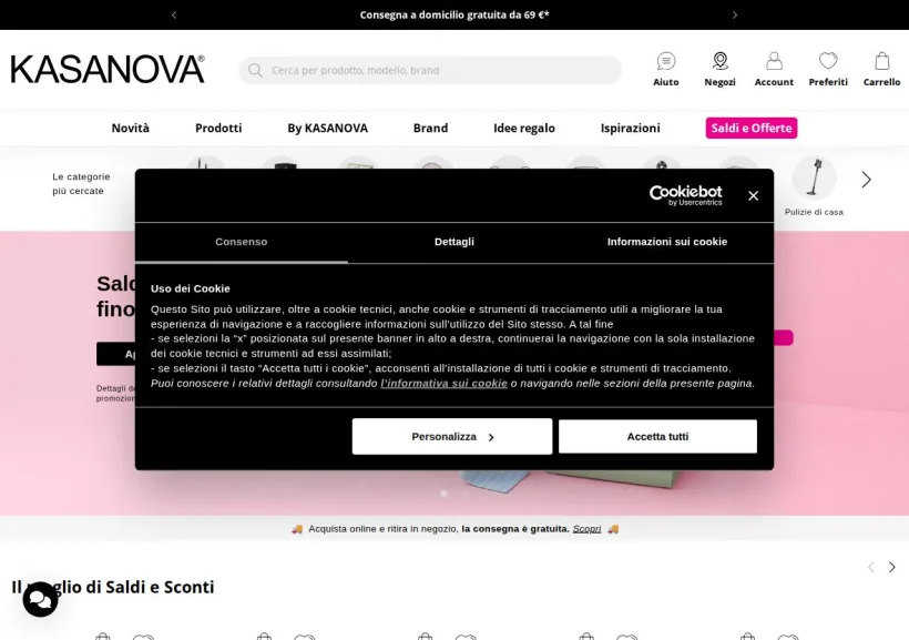 Schermata della pagina offerta di Kasanova