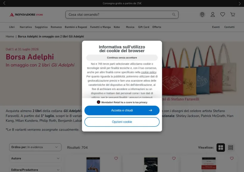 Schermata della pagina offerta di Mondadori Store