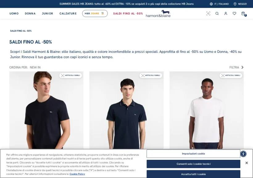 Schermata della pagina offerta di Harmont & Blaine