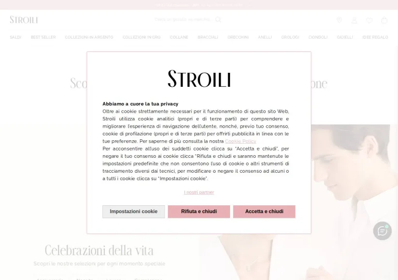 Schermata della pagina offerta di Stroili Oro