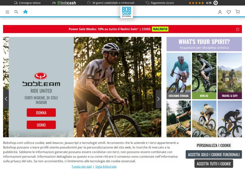 Schermata della pagina offerta di Bobshop