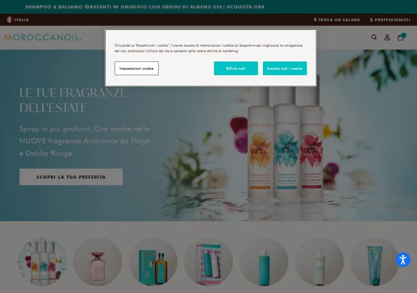 Schermata della pagina offerta di Moroccanoil