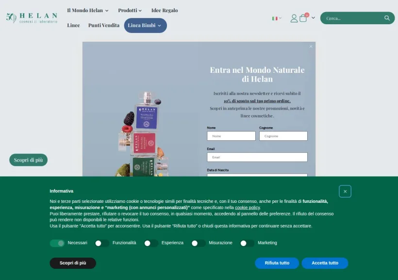 Schermata della pagina offerta di Helan