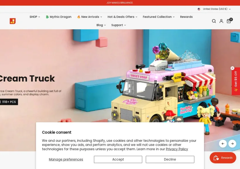 Schermata della pagina offerta di JMBricklayer